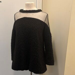 Black Sheer Yoke Sweater